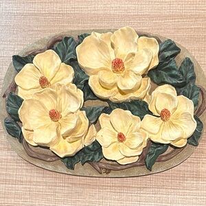 Magnolia Vintage Wall Plaque with Yellow Accents